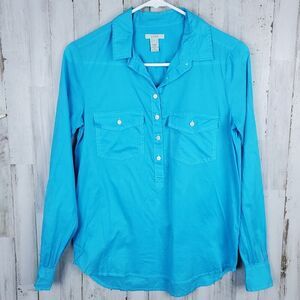 J.Crew Button Pullover Top Blue Size O XS